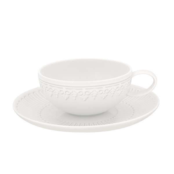 Lot De 2 Tasses à Thé Hermès Aegean Soleil – Porcelaine Blanche, Fabriqué En France (neuf, Sans Boîte)